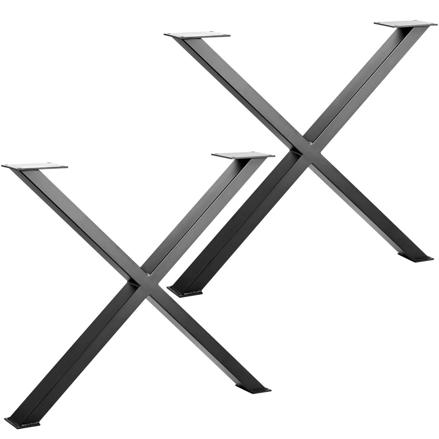 SOTECH 2 Stück Tischgestelle X Stahl Schwarz Matt Profil 80 x 40 mm Höhe 710 mm Tiefe 820 mm