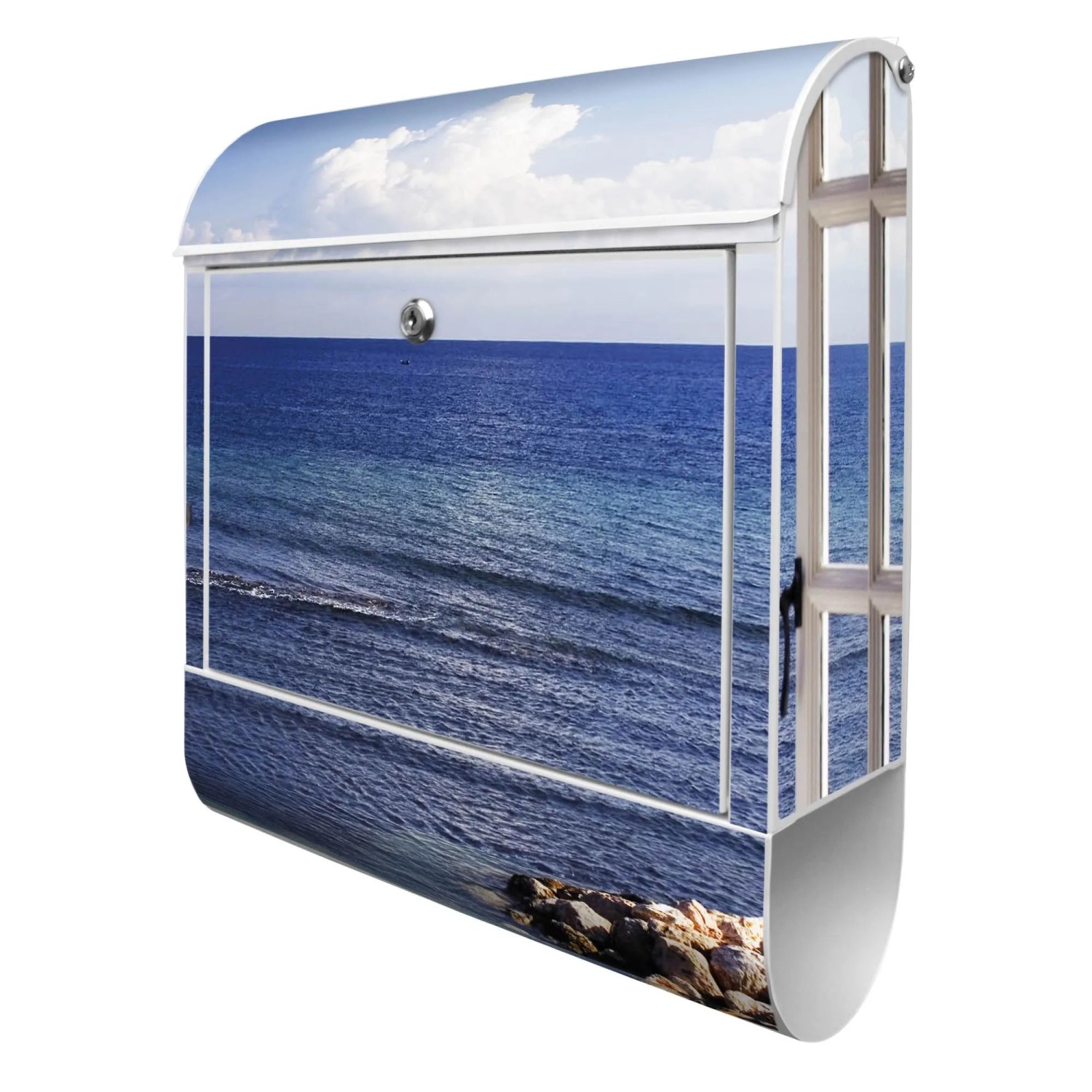 Banjado Design Briefkasten Weiß Pulverbeschichtet 39x47x14cm 2 Schlüssel Mi günstig online kaufen