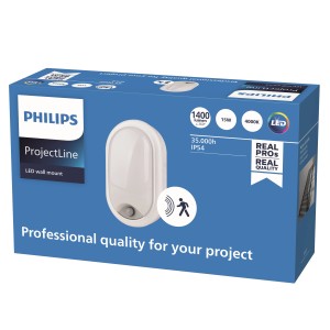 Philips Projectline LED-Wandleuchte Oval mit Sensor, 15W, 4000K, IP54.