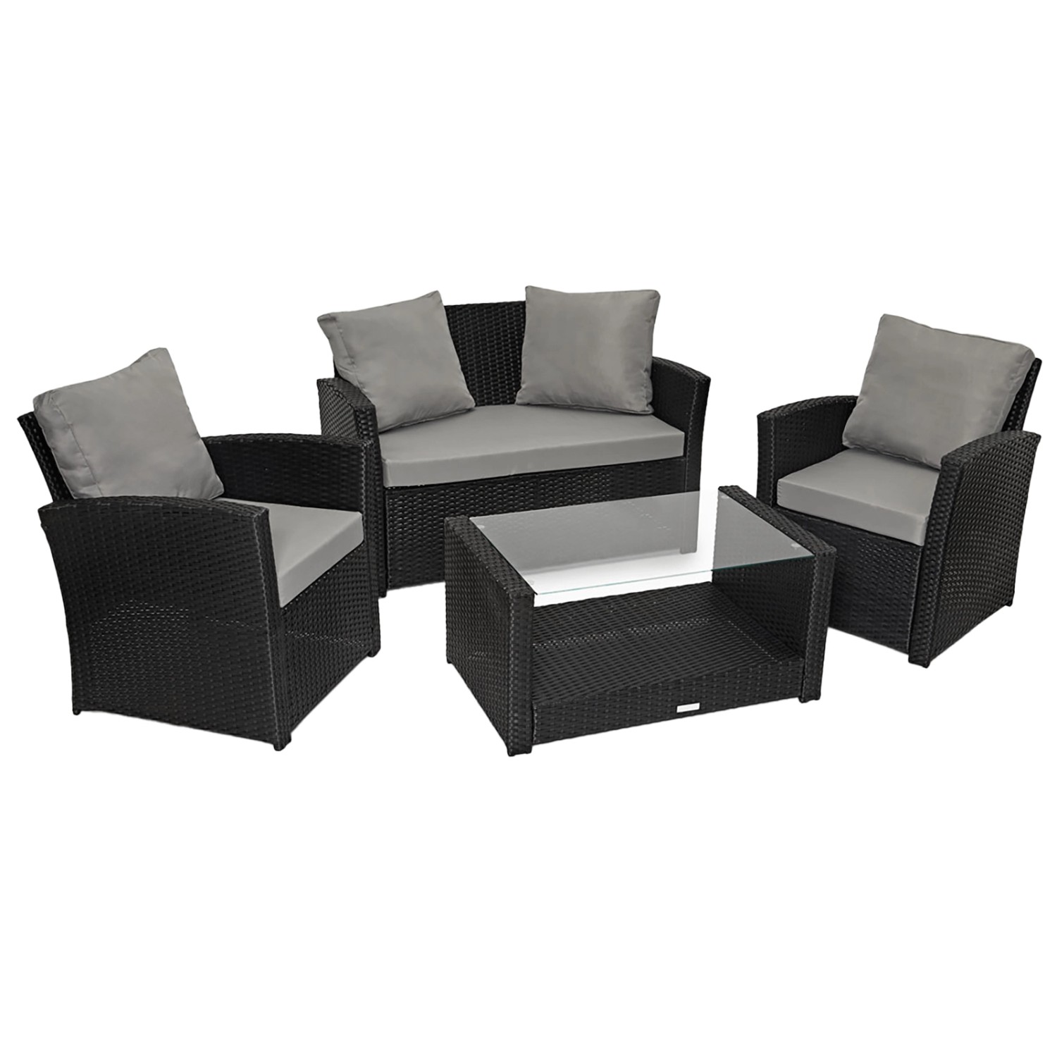 Svita Roma Polyrattan Set Sitzgruppe Lounge Tisch Garnitur Gartenmöbel Schw günstig online kaufen