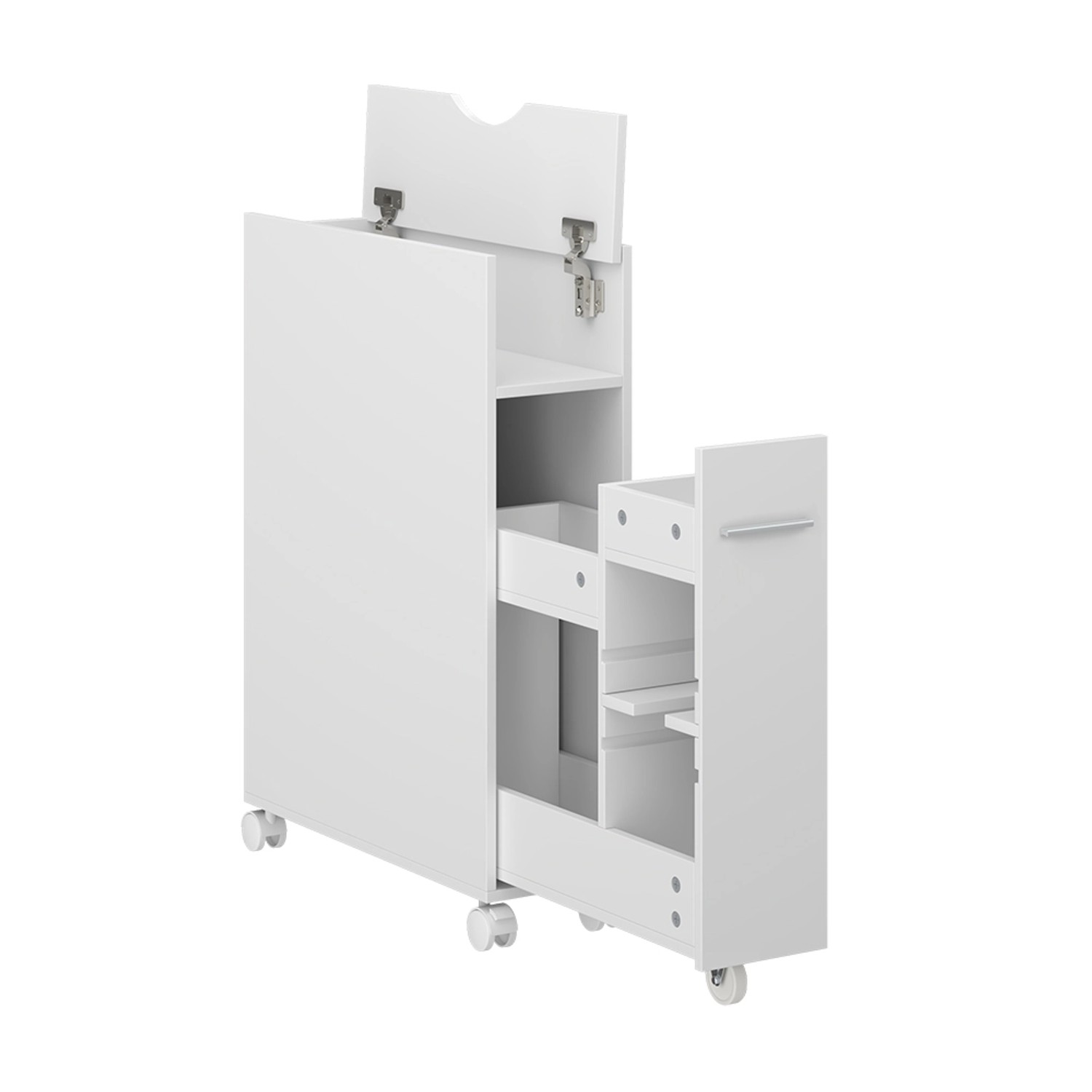 Vicco Toilettenschrank Niva Weiß 18 x 71 cm mit Ausziehbarem Fach günstig online kaufen