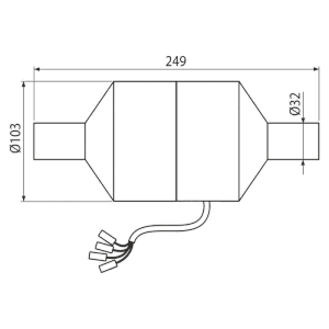 Technische Zeichnung Alcadrain P128 Ventilator für Vorwandinstallation mit Maßen.