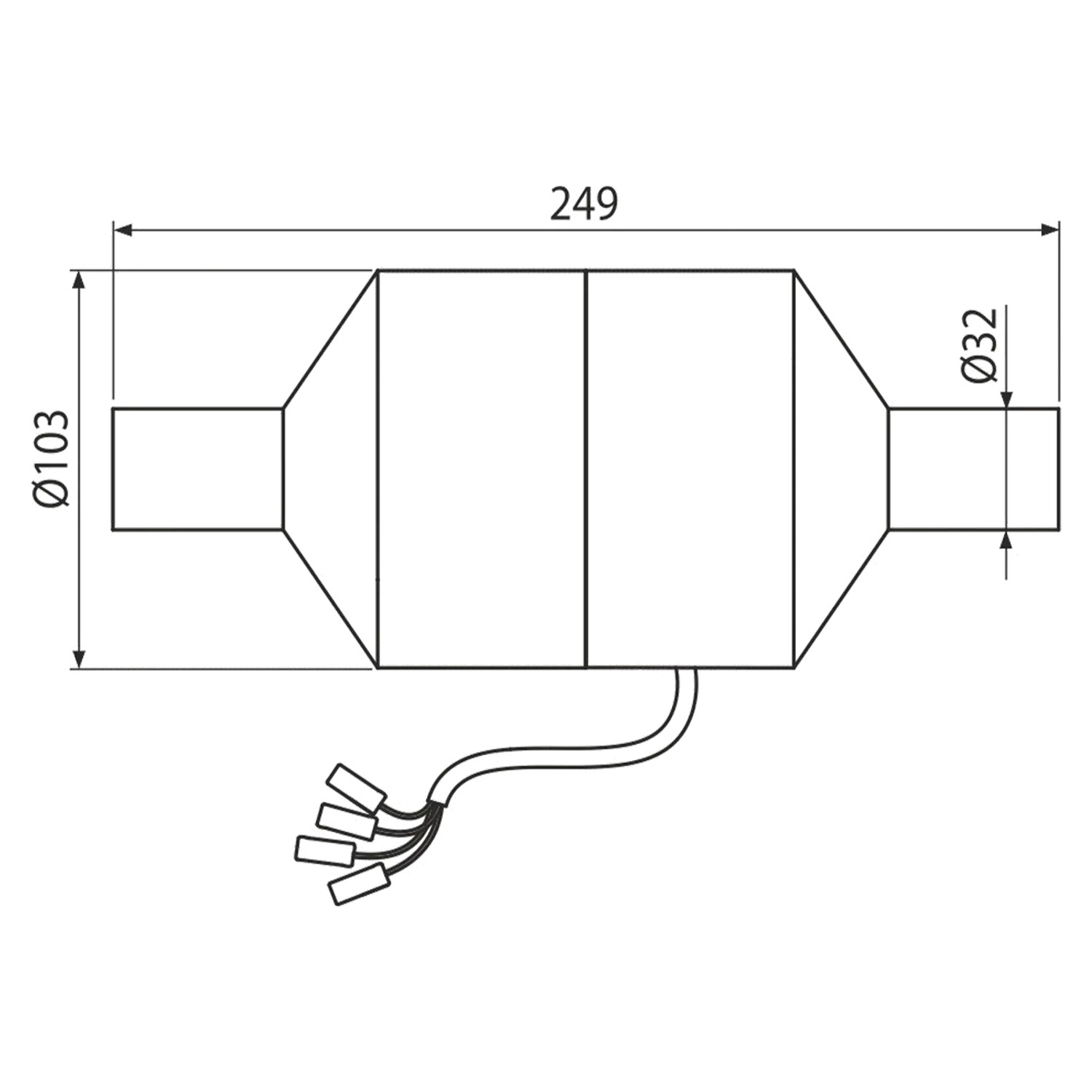 Technische Zeichnung Alcadrain P128 Ventilator für Vorwandinstallation mit Maßen.