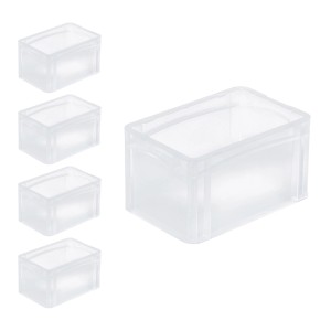 Sparset: 5 transparente Eurobehälter BasicLine, 17x20x30 cm, 7,2 Liter, mit geschlossenem Griff.