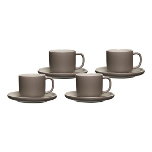 Ritzenhoff & Breker Jasper Kaffeetassen-Set, 4 taupefarbene Tassen mit Untertassen.