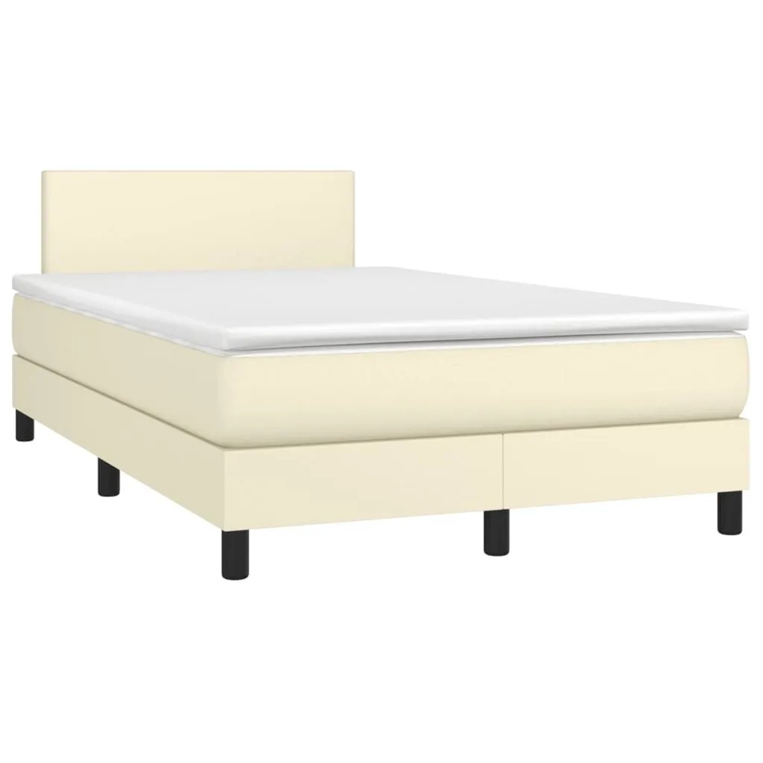 vidaXL Boxspringbett mit Matratze & LED Creme 120x200 cm Kunstleder 3134095