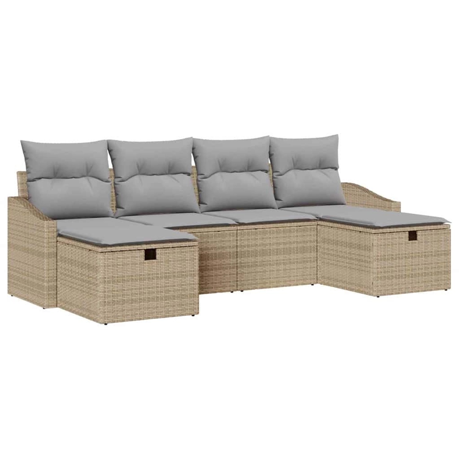 vidaXL Garten-Sofa-Set mit Kissen 6-Tlg Beige Poly Rattan 3359319 günstig online kaufen