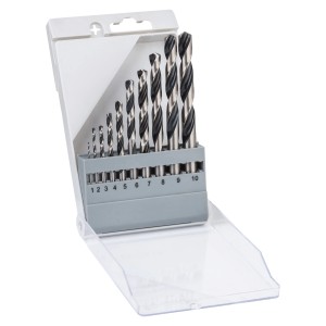 Bosch HSS Spiralbohrer Set PointTeQ, 10-teilig (1-10 mm) im Kassetten-Set.