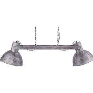 2-flammige Pendelleuchte Samia im Industrial-Look aus Eisen, silberfarben.