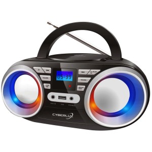 Cyberlux CL-800 CD-Player mit LED-Discolichter CD/MP3/USB Radio Schwarz/Silber