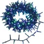Mehrfarbige Außen-Lichterkette mit 400 blauen und grünen LEDs auf grünem Kabel, ideal für Garten, Terrasse, Balkon.