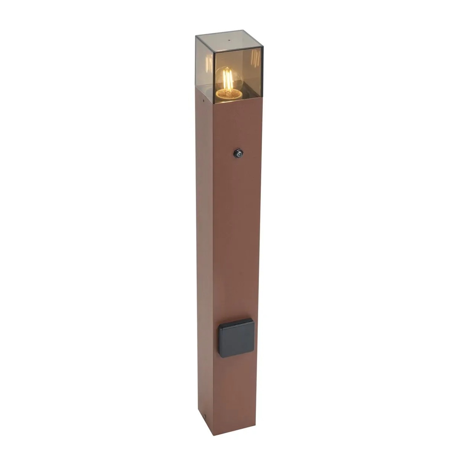 Qazqa Industrielle Außenleuchte RostBraun Mit Rauchglas 70cm Mit Dämmerungssensor IP44 Dänemark