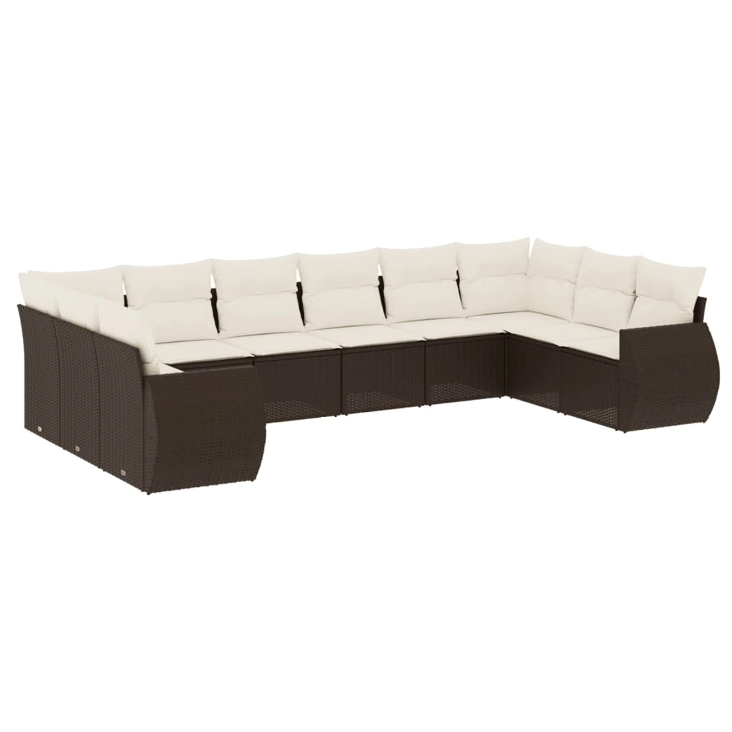 vidaXL 10-Tlg Garten-Sofagarnitur mit Kissen Braun Poly Rattan 3254210 günstig online kaufen