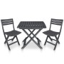 vidaXL Bistro-Set, 3-teilig, klappbar, anthrazit. Gartenmöbel-Set mit Tisch und zwei Stühlen aus Kunststoff.