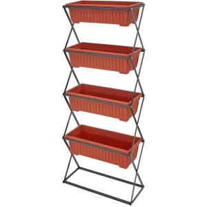 Tectake Vertikalbeet  Mit 4 Pflanzkästen Für Innen  und Außenbereich  52 x 21 x 127 cm Braun