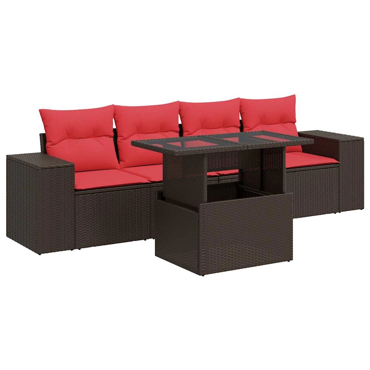 vidaXL 5-Tlg Garten-Sofagarnitur mit Kissen Braun Poly Rattan Akazie 332672 günstig online kaufen