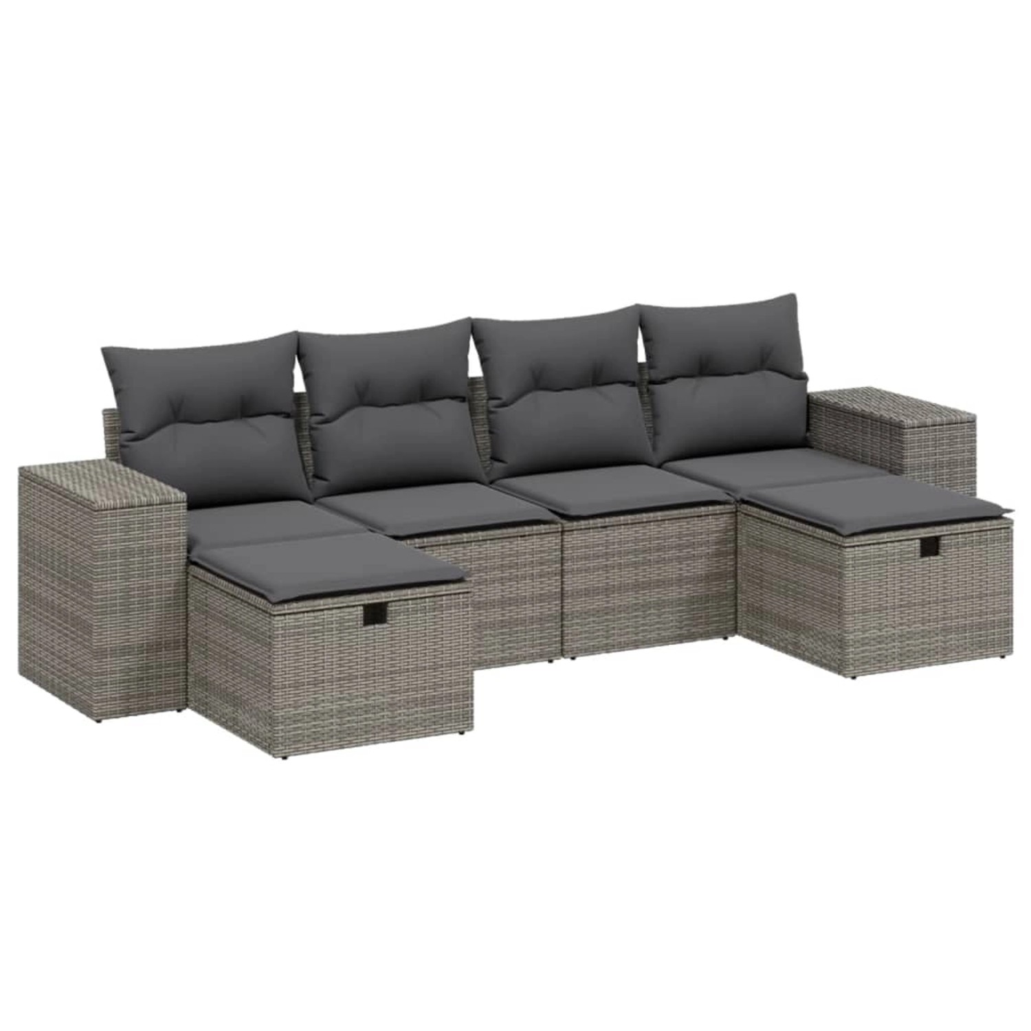 vidaXL 6-Tlg Garten-Sofagarnitur mit Kissen Grau Poly Rattan 3264476 günstig online kaufen