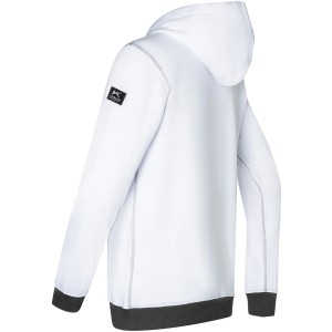 Weiß-anthrazitfarbener Kübler Pulse Handcraft Hoodie Gr. 3XL aus Arbeitskleidung, Rückansicht.