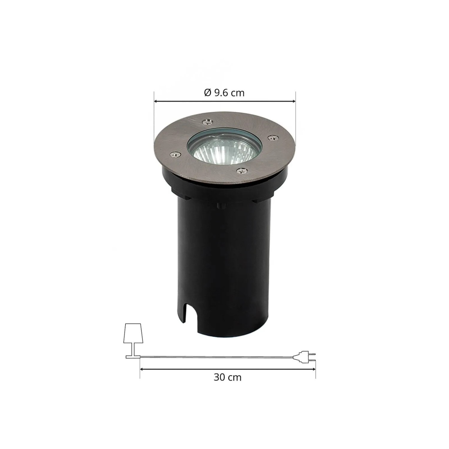 PRIOS Bodeneinbauleuchte Riya aus Edelstahl, alufarben. Wasserdicht, modern, 1-flammig mit GU10 Fassung.