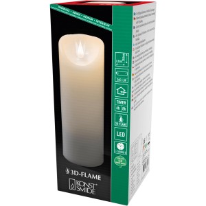 Konstsmide LED Echtwachskerze mit 3D-Flamme, 20,5 cm hoch, mit Timer im Karton.