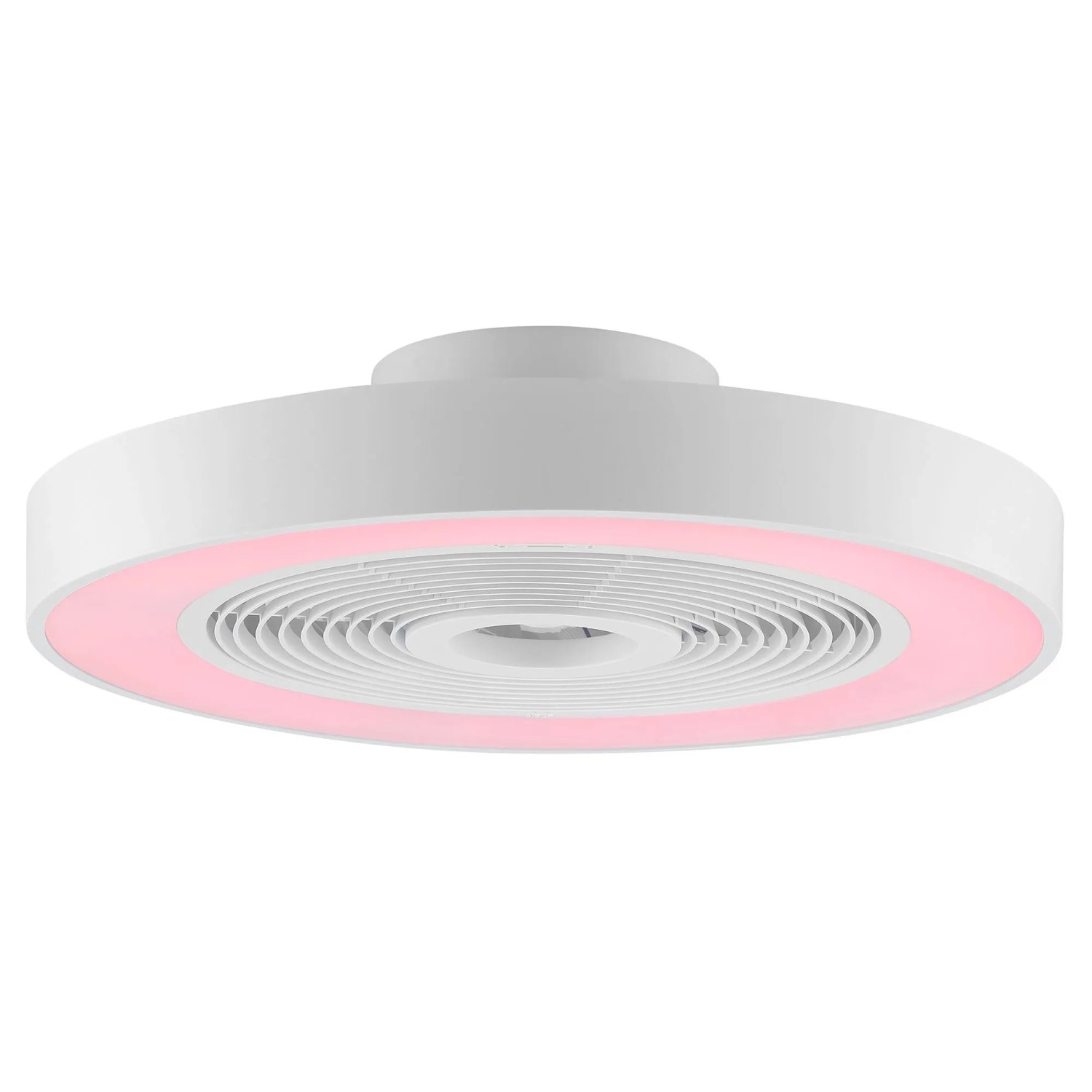 Weiße LED-Deckenleuchte Catania mit Ventilator und RGB-Licht, Ø 48,6 cm.