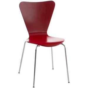 DELUKE Besucherstuhl BERLIN Holz Rot 45x49x85cm Konferenzstuhl Wartezimmerstuhl Bürostuhl