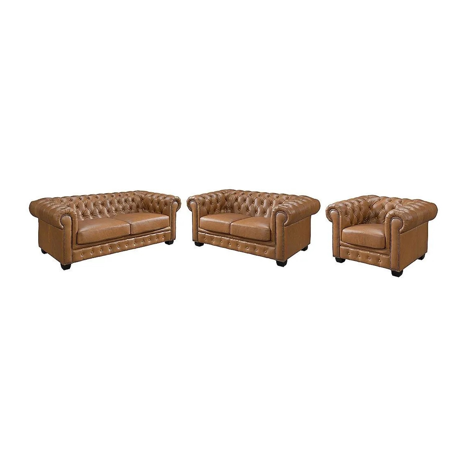 Vente-unique Couchgarnitur Mit Sessel Brenton Camel 105 cm  160 cm  201 cm