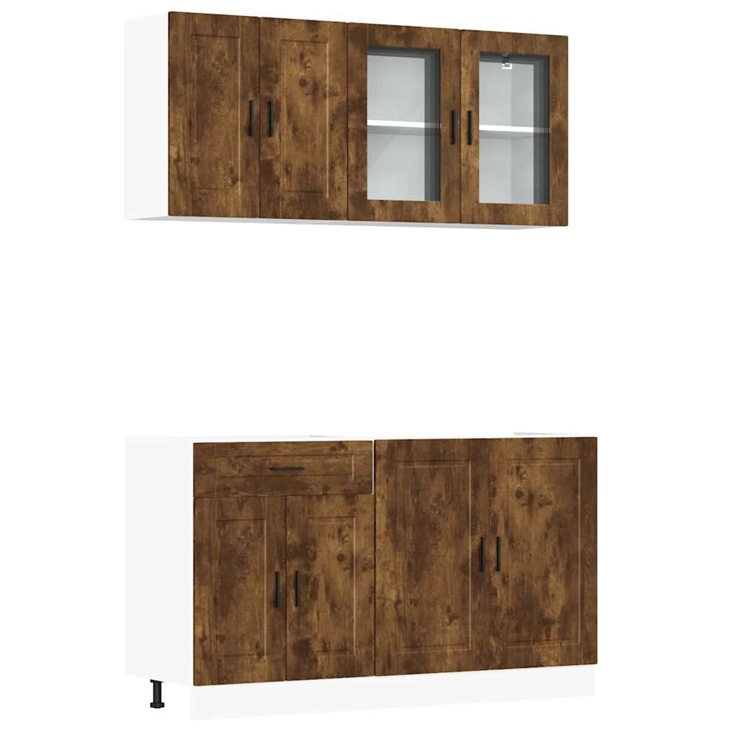 vidaXL 4-Tlg Küchenschrank-Set Porto Räuchereiche Holzwerkstoff 3314876 günstig online kaufen