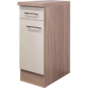 Flex-Well Unterschrank Orlando, 30 cm, Kaschmir Glanz/Sonoma Eiche, mit Schublade und Tür.