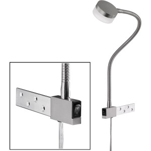 Fischer & Honsel LED-Klemmleuchte Flex Lug, 5W, Nickel, mit flexiblem Arm und Schalter.