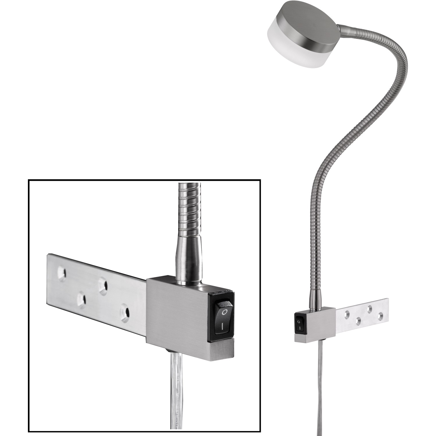 Fischer & Honsel LED-Bettleuchte Flex Lug 1x 5 W Nickel 5400 lm