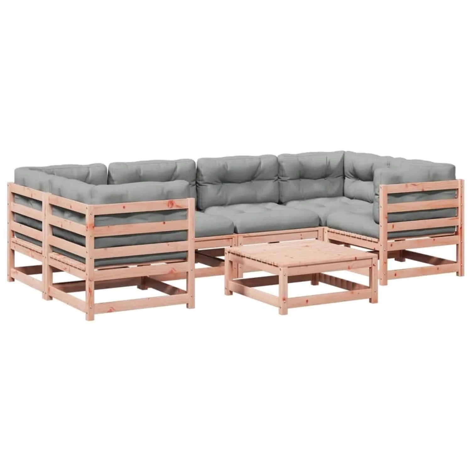vidaXL 7 Tlg Garten-Sofagarnitur mit Kissen Massivholz Douglasie 3299314