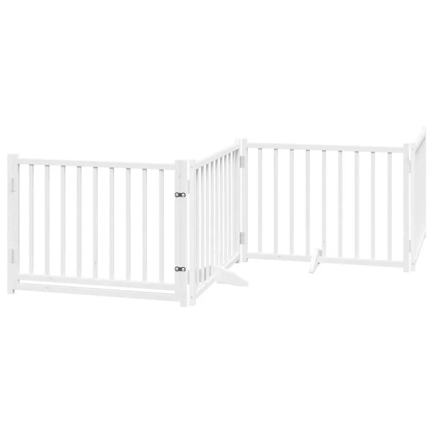 vidaXL 4 Tlg Hundetor mit Tür Faltbar Weiß 320 cm Massivholz Tanne 352281