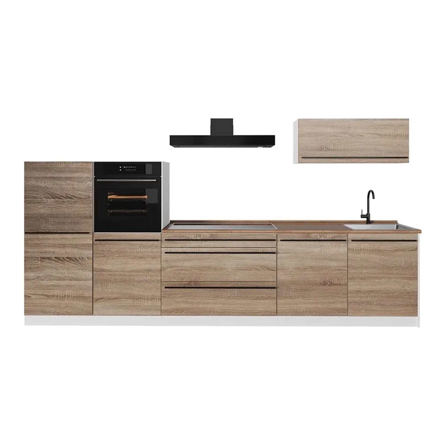 Vicco Küchenzeile R-Line Sonoma/Weiß 340 x 143 Arbeitsplatte Goldkraft Eiche Art Nr 67322