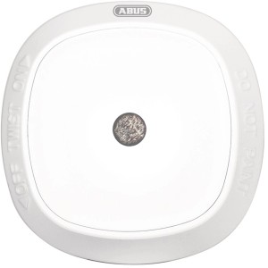 Weißer Abus Z-Wave Rauchmelder für Brandschutz im Detail.