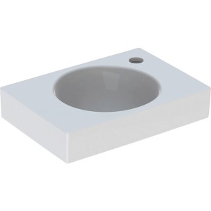 Geberit Preciosa II Handwaschbecken, 40 cm, Hahnloch rechts, aus weißem Feinfeuerton.