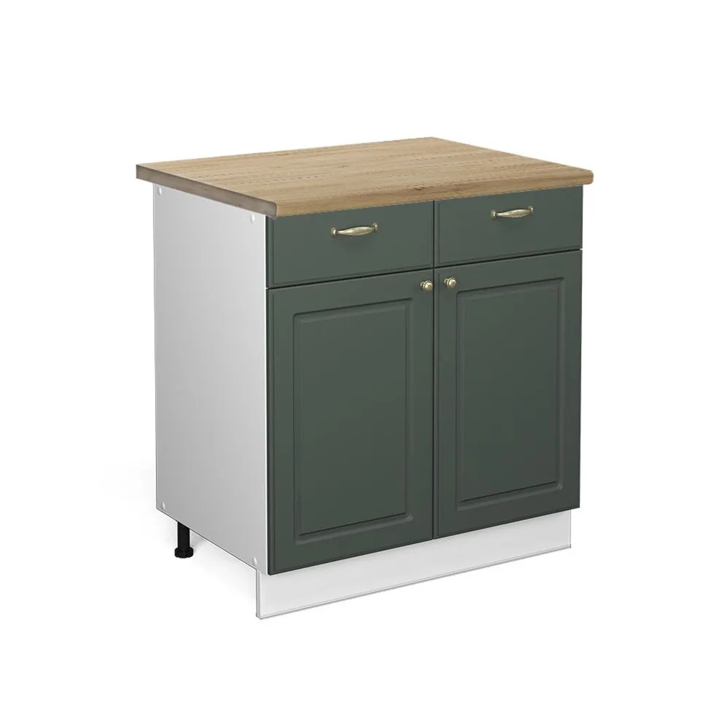 Vicco Küchenunterschrank Fame-Line Grün-Gold Landhaus Weiß 80 cm AP Eiche