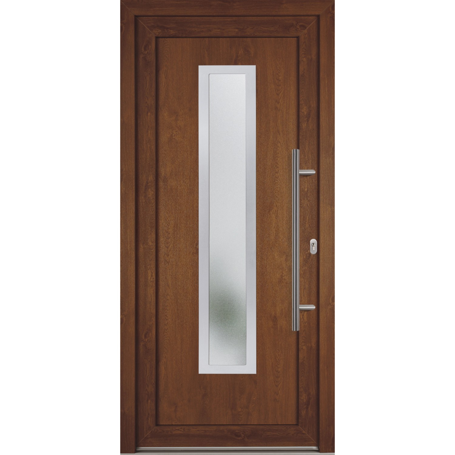 Haustür G7429S2 Schwenkhakenschloss Weiß-Oak DIN R 183 - 220 cm auf Maß