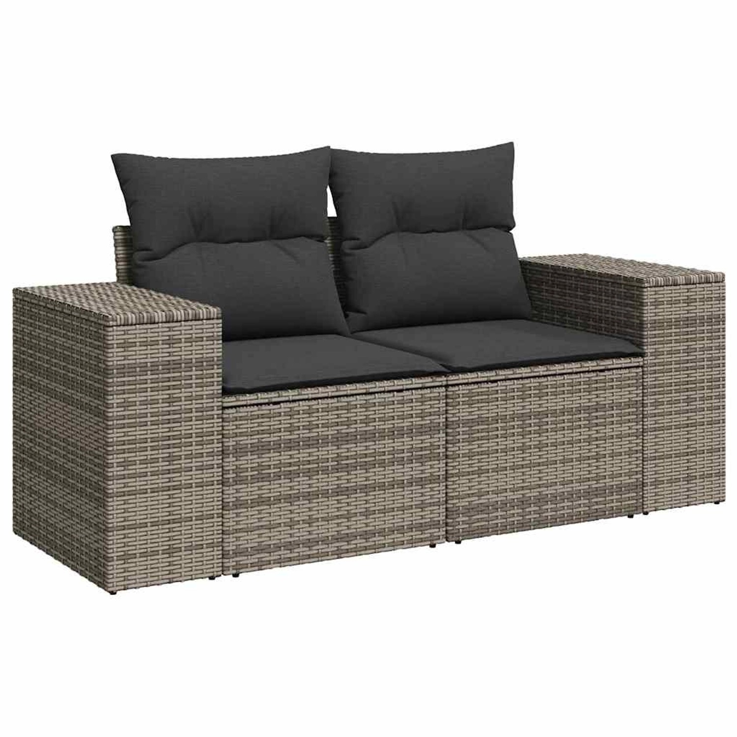 Graues 13-tlg. vidaXL Garten-Sofa-Set aus Poly Rattan mit verstellbarer Höhe.