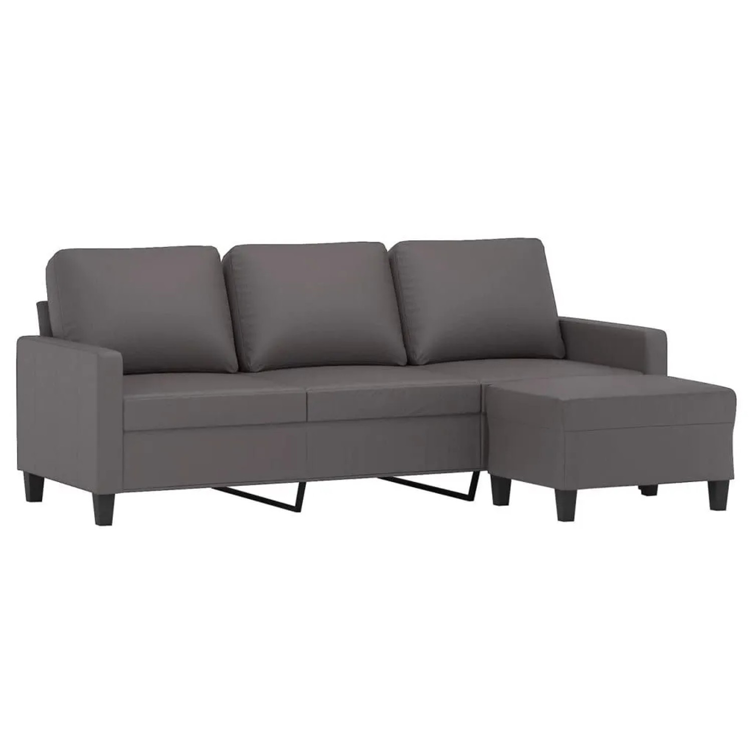 vidaXL 3-Sitzer-Sofa mit Hocker Grau 180 cm Kunstleder 3201026