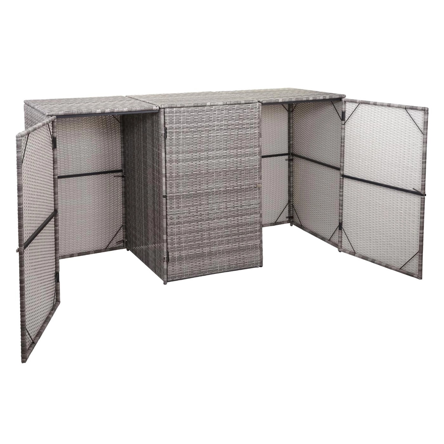 MCW 3er-Mülltonnenverkleidung E25 3x120l Grau 110x195x66cm_3