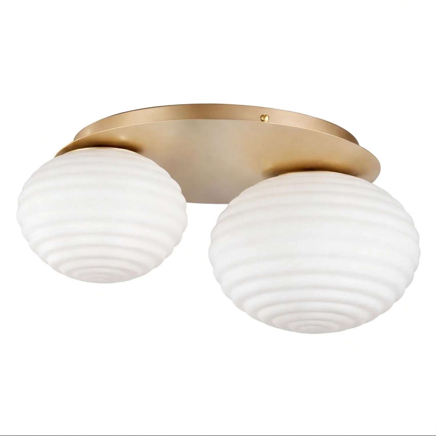 Licht-Erlebnisse Deckenlampe In Gold Weiß 45 CM Lang Metall Glas E27 2-Flammig Modern