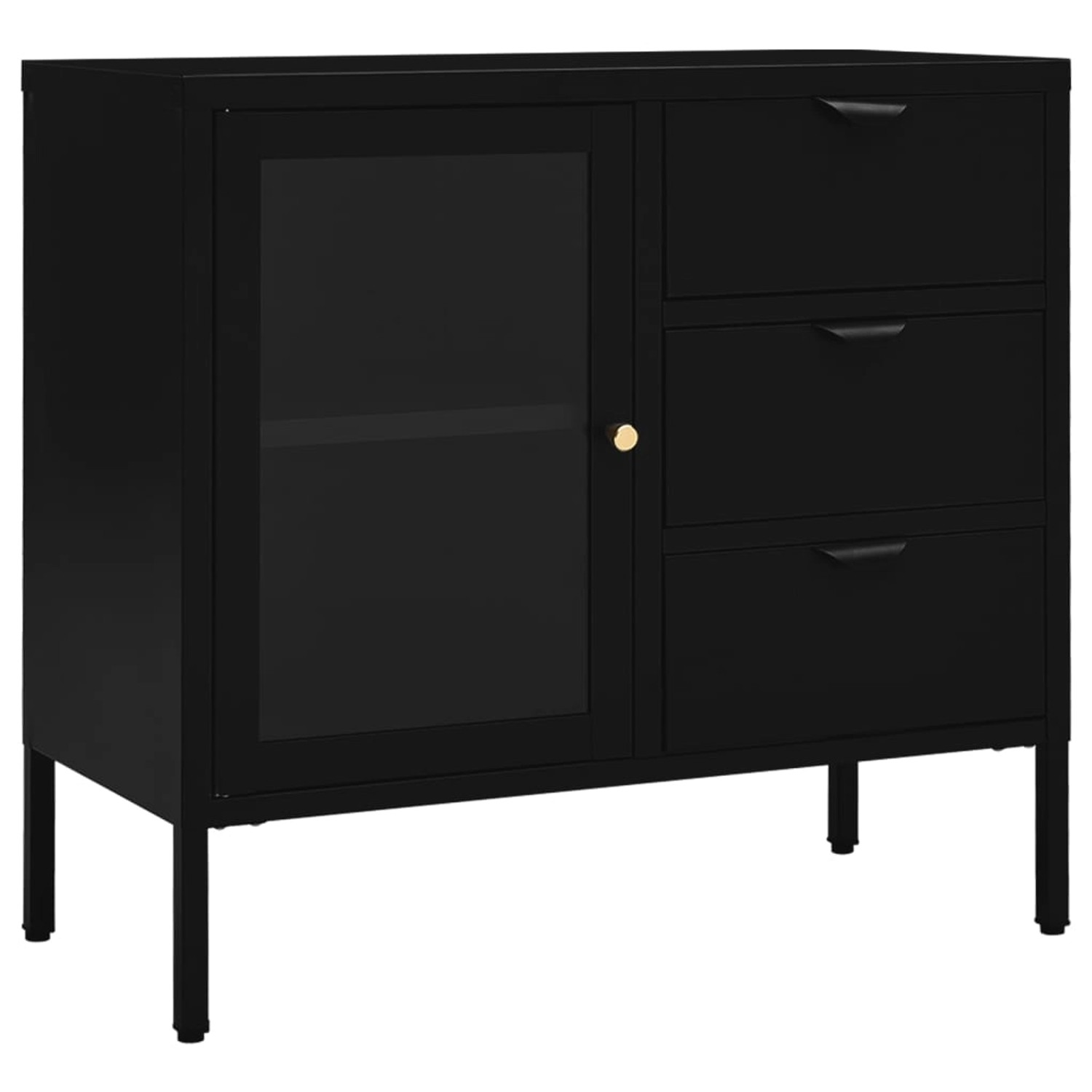 vidaXL Sideboard Schwarz 75x35x70 cm Stahl und Hartglas 336073