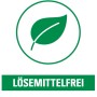 Symbol: Lösemittelfreie OBI Terrassenfarbe mit grünem Blatt im Kreis.
