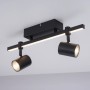 Schwarze Paul Neuhaus Barik Wand-/Deckenleuchte mit 2 Spots und LED-Leiste.