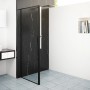 baliv Seitenwand für Duschkabine DUK-90.91W, 90x195 cm, Schwarz, mit klarem Glas und schwarzem Rahmen.