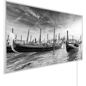 Könighaus Infrarotheizung mit Venedig-Motiv, 60x100 cm, 800W. Elektrische Heizung mit Gondel-Bild.