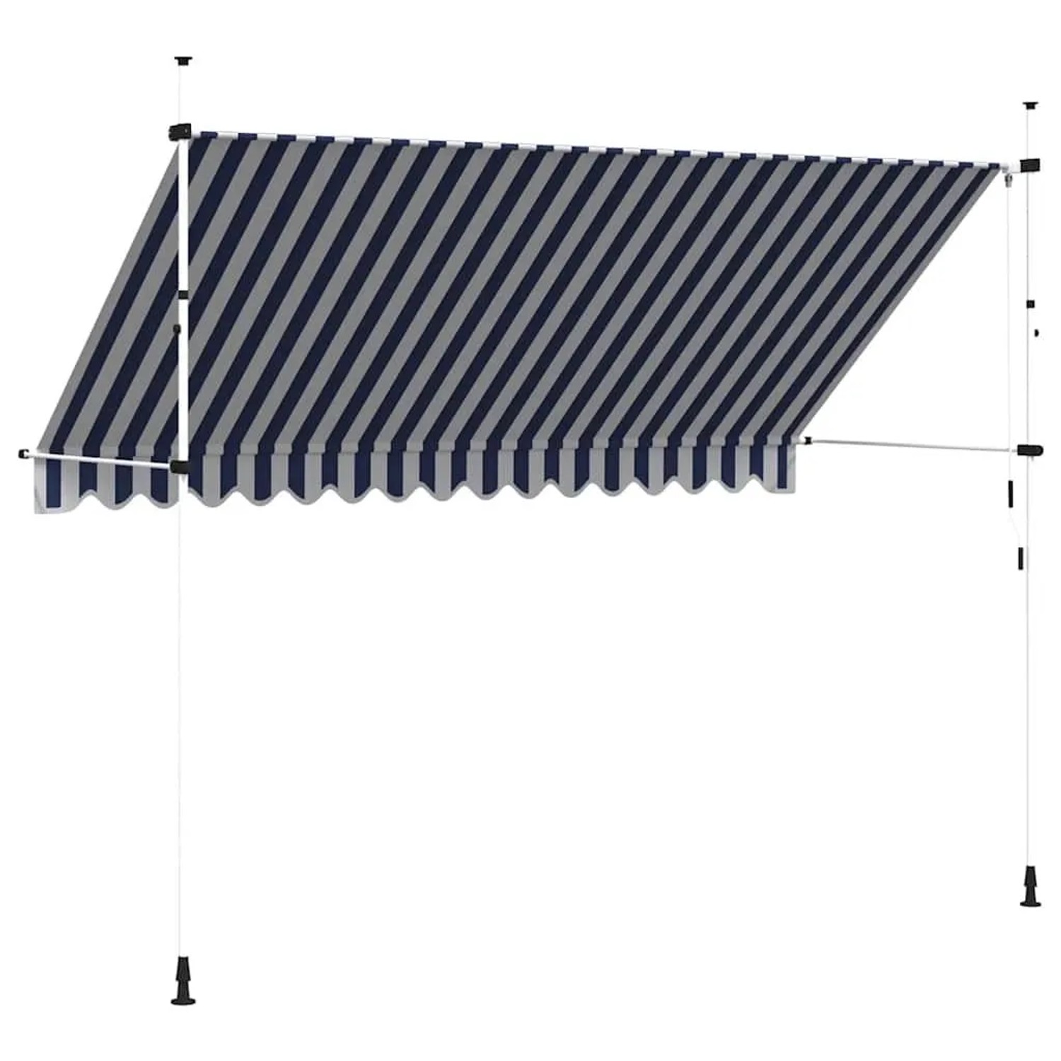 vidaXL Einziehbare Markise, 350 cm, blau-weiß gestreift, für Terrasse & Balkon.