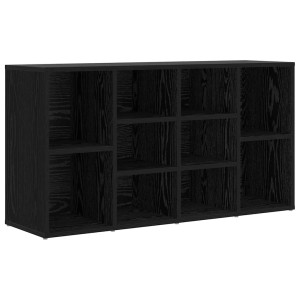 Schuhbank vidaXL in Schwarz Eichen-Optik mit 9 Fächern aus Holzwerkstoff, 103x30x54,5 cm.