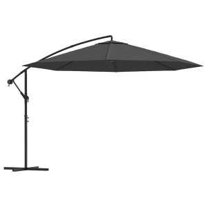 Anthrazitfarbener vidaXL Ampelschirm mit Aluminium-Mast, 350 cm Durchmesser. Sonnenschutz für Garten und Terrasse.